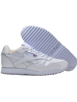 Кроссовки Reebok Classic белые низкие с мехом