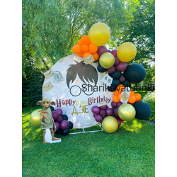 Круглая фотозона из шаров в стиле Гарри Поттер на день рождения