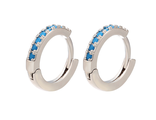 Швензы-кольца без петельки 14 мм с голубым стеклом родиевое покрытие