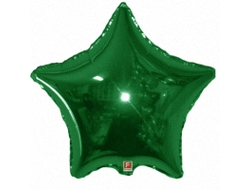 Шар (32''/81 см) Звезда большая, Зеленый, 1 шт