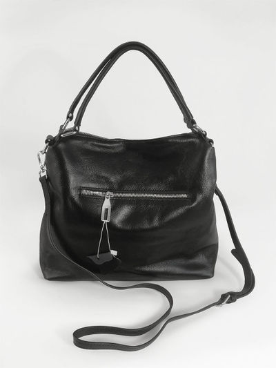 (АРТИКУЛ: 10120/1/5) СУМКА ЖЕНСКАЯ, НЕБОЛЬШАЯ, НАТУРАЛЬНАЯ КОЖА С НЕБОЛЬШИМ ГЛЯНЦЕМ, ЧЕРНАЯ, С ПЛЕЧЕВЫМ РЕМНЕМ