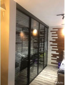 перегородка раздвижная стекло графит