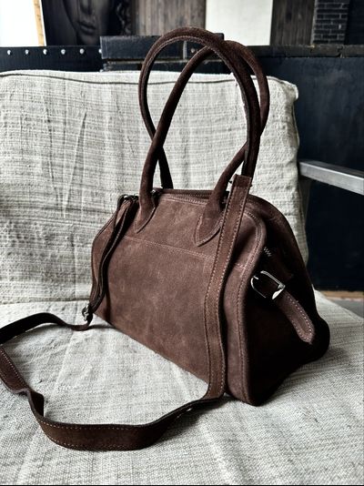 Женская сумочка из натуральной замши, коричневого цвета, Italy. Арт. 023222