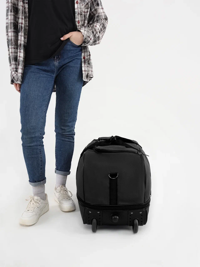 Дорожная сумка на колесах с выдвижной ручкой, черная