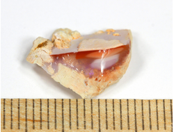 Опал огненный на породе, необработанный "дикий" образец, Эфиопия (15*11*4 мм, 0,5 г) №28355