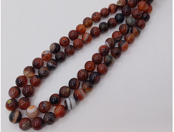 Агат тонированный глазковый  на нити  10мм коричневый