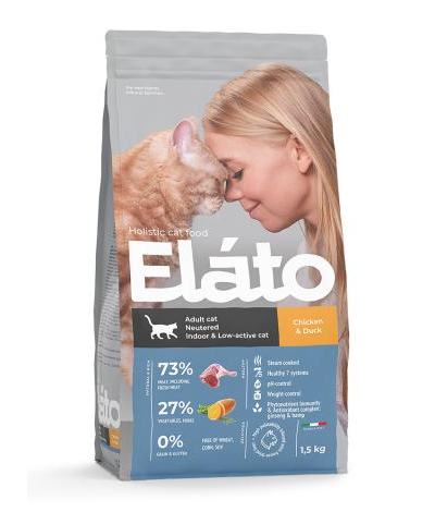 Elato (Элато) корм для кастрированных кошек с курицей и уткой 1,5 кг
