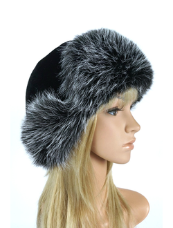 Ушанка "НОН-СТОП"  цвет черный + чернобурка