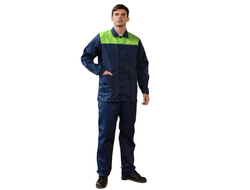 Костюм Аскет-1 (тк.Смесовая,210) брюки, т.синий/лимонный