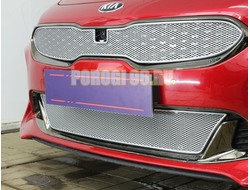 Защита радиатора для KIA Stinger 2018- chrome верх PREMIUM