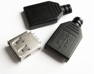Гнездо USB пластмассовое под пайку