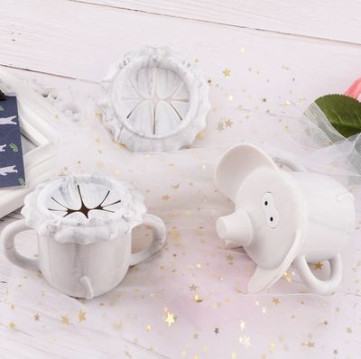 Поильник детский и снэк-стакан 3 в 1 из пищевого силикона, Мрамор