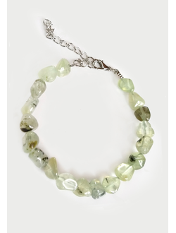 (АРТИКУЛ: 9319/51) БРАСЛЕТ ЖЕНСКИЙ, НАТУРАЛЬНЫЕ КАМНИ В БЛЕДНО-ЗЕЛЕНЫХ ТОНАХ, СЕРЕБРИСТЫЙ МЕТАЛЛ