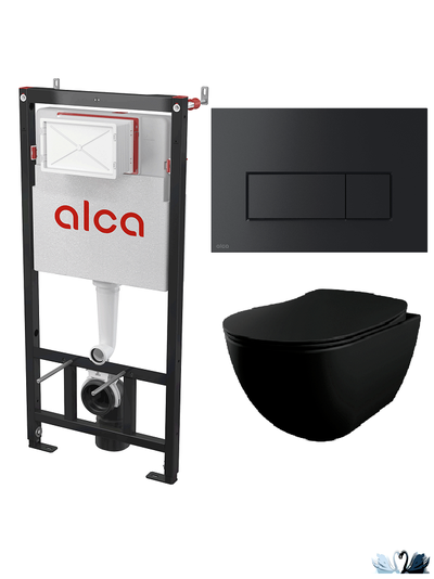 Унитаз с инсталляцией подвесной Creavit Free Black Mat с AlcaPlast AM101/1120-4:1 RU M578-0001