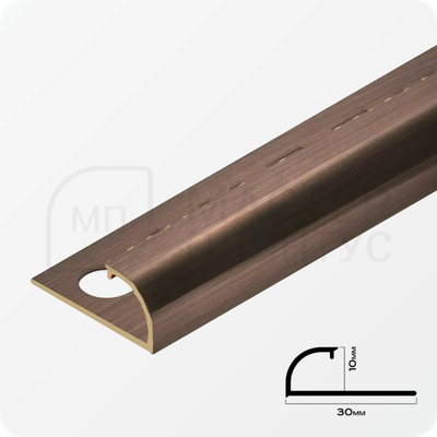 Профиль для плитки С-образный латунный 10 мм NEEXY PVL17-04 ANTBL Антик бронза светлая 2.7 м