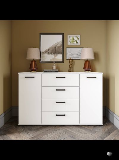 Комод КМ-4 Белый с тиснением "Древесные поры"