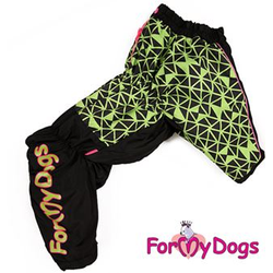 Теплый комбинезон для больших собак Паутинка чер/зел