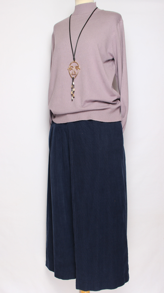 БРЮКИ-ЮБКА  вельветовые "СКЛАДКА СПЕРЕДИ" синие р.48-52