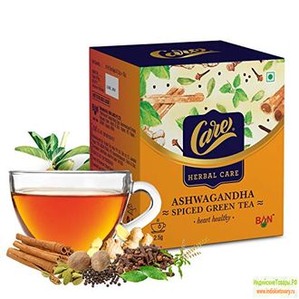 Зеленый чай с Ашвагандой (Care Ashwagandha Green Tea) - с аюрведическими травами для оздоровления всего организма