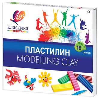 Пластилин классический ЛУЧ "Классика", 16 цветов, 320 г, со стеком, картонная упаковка, 20С1329-08