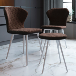 ЙОРК Стул сиденье коричневый, каркас белый