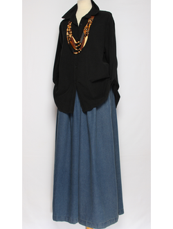 Рубашка вельветовая "Укороченная защип сзади" черная р.46-54