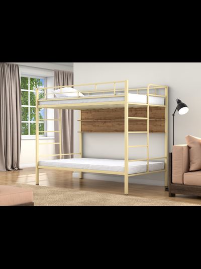 Двухъярусная кровать Валенсия 120 Твист Слоновая кость полка дуб крафт табак