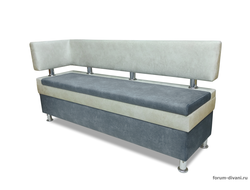 Кухонный ДИВАН "ФОРУМ-4" с боковой спинкой, Серый/Слоновая кость Левый