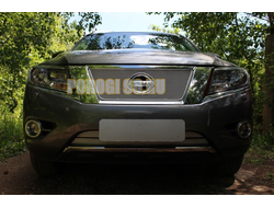 Защита радиатора Nissan Pathfinder 2014- chrome верх PREMIUM