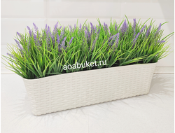 Искусственная трава Осока в большом ящике ротанг