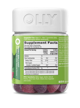 OLLY Kids Friendly Fiber - Жевательные мармеладки для поддержки пищеварения и регулярного стула детей
