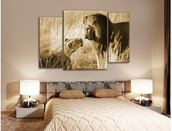 Модульная картина "Любовь царей Саванны"