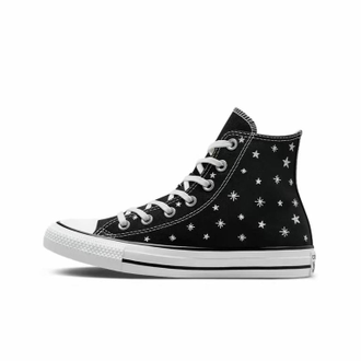 Кеды Converse All Star черные высокие со звездочками