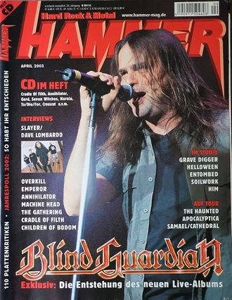 Metal Hammer Deutsch Magazine April 2003 Blind Guardian, Slayer, Иностранные журналы, Intpressshop