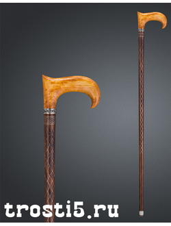 трость с рукоятью из карельской березы и инкрустацией серебряная трость люкс ручной работы