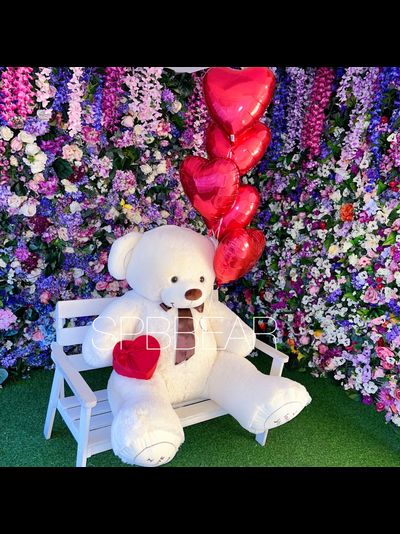 Подарочный набор №7 - Плюшевый мишка 200 см, Шары сердца 5, Киндер бокс большой