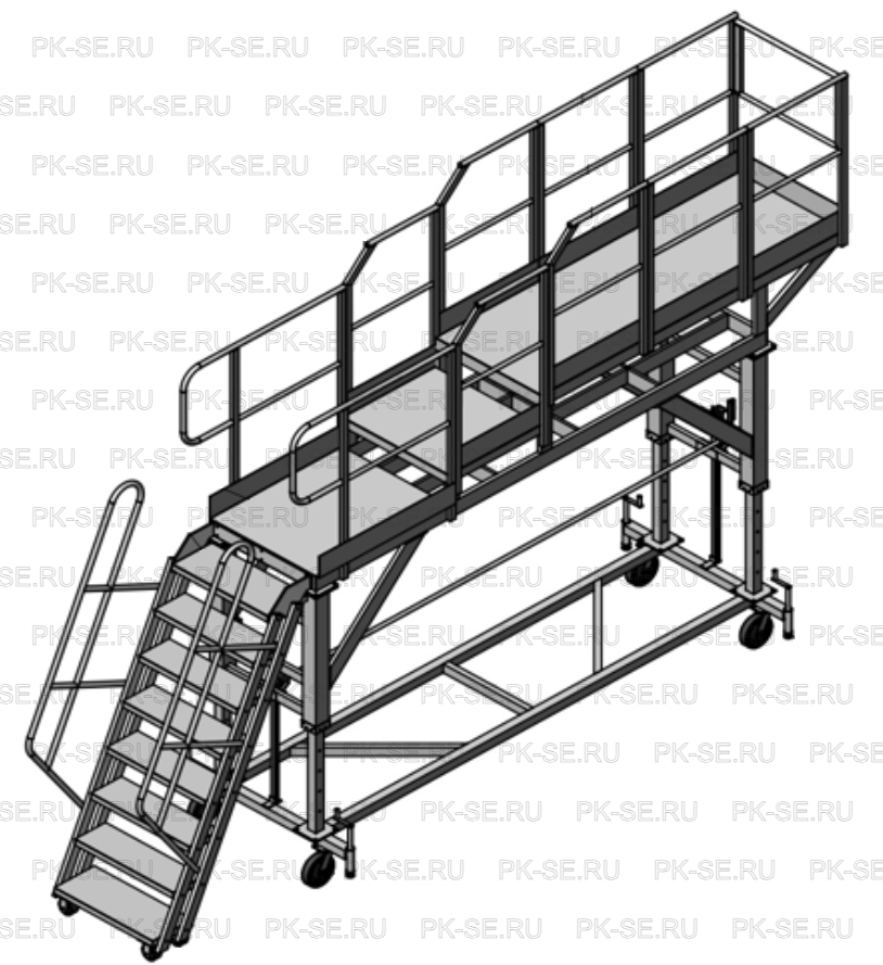 Лестница платформа с разной высотой до площадок ЛС-2П