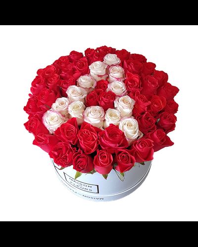 Розы в шляпной коробке(буква по желанию заказчика)