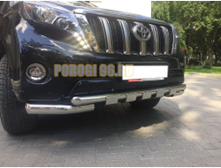 Защита переднего бампера d76+d57 "Клыки" Toyota Land Cruiser Prado 150 (2009-2017)