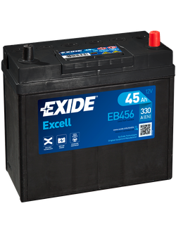 АККУМУЛЯТОР автомобильный EXIDE EXCELL EB456 (АЗИАТСКИЙ ТИП КОРПУСА) R+ 45Ah 330А (En)
