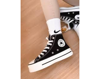 Кеды Converse на высокой подошве купить - Конверс на платформе черно-белые