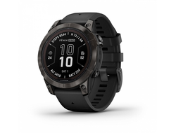 Умные часы Garmin Fenix 7 Pro Sapphire Solar титановый серый DLC с черным ремешком