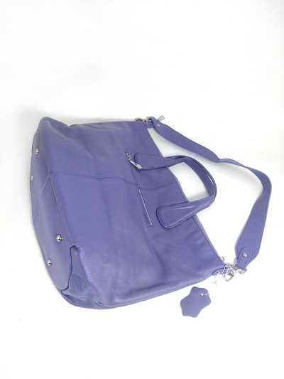 (АРТИКУЛ: 9618/1/82) СУМКА ЖЕНСКАЯ, БОЛЬШАЯ, НАТУРАЛЬНАЯ КОЖА, СИРЕНЕВАЯ, С ШИРОКИМ ПЛЕЧЕВЫМ РЕМНЕМ