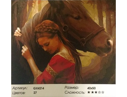 Картина по номерам 40х50 "Девушка и лошадь".  Марка "PaintBoy". Артикул: GX4214