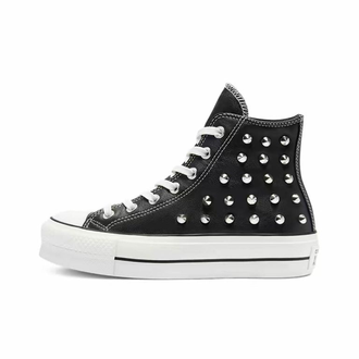 Кеды Converse All Star Lift Platform кожаные черные высокие с клепками