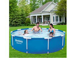 Бассейн каркасный круглый "Steel Pro" Bestway 244*76см синий + фильтр-насос (2930л) Арт. 5614С