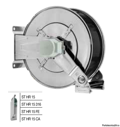 Барабан авто. безопасное сматывание для рук. дл. 15м 1/2" (нерж.) 1/2"ш. 1/2"ш. 200 бар