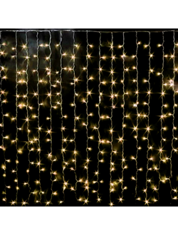 Гирлянда занавес уличная 2 х 1.5 м, 360LED, IP65, 220V, нить белая, свечение белое, тепло-белое.