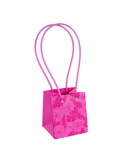 Пакет-сумочка "Квадрат Цветы" 11,5*11,5*13см Фуксия КП04/7
