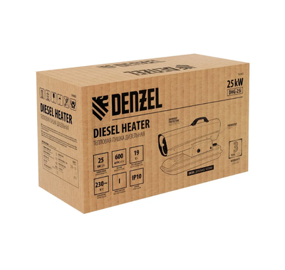 Дизельная тепловая пушка Denzel DHG-25i, 25 кВт, 600 м3/ч, прямой нагрев, термостат
